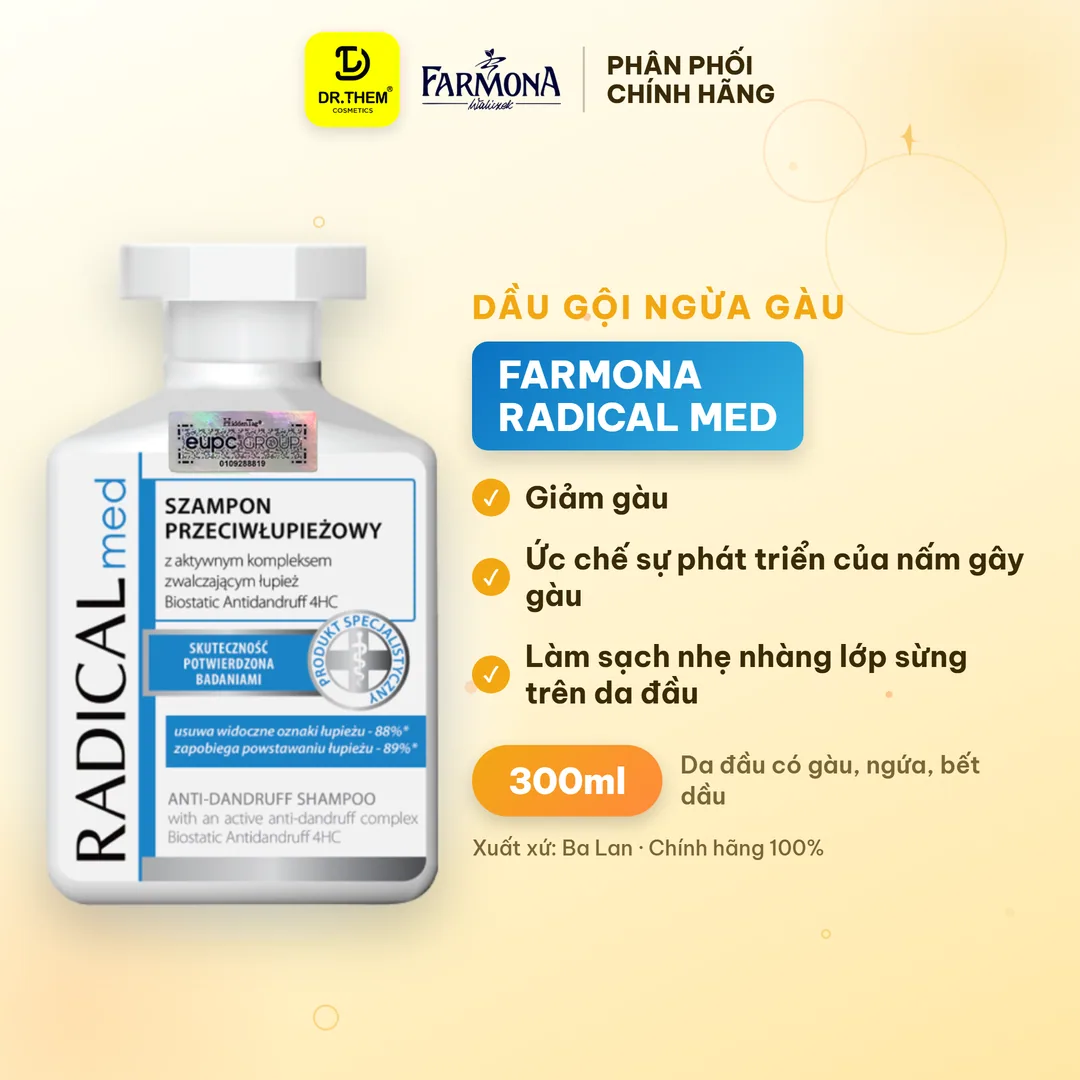 Dầu Gội Farmona Radical Med Anti Dandruff Shampoo Hỗ Trợ Giảm Gàu Làm Dịu Da Đầu 300ml
