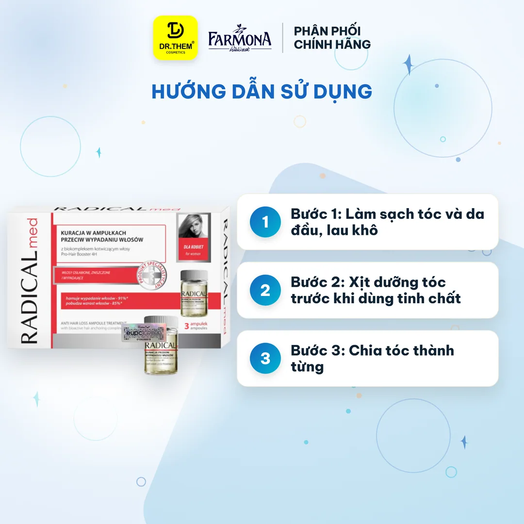Tinh Chất Farmona Radical Med Anti Hair Loss Ampoule Treatment Hỗ Trợ Giảm Rụng Tóc Cho Nữ 3x5ml 5