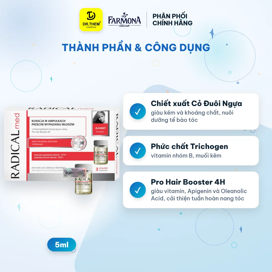Tinh Chất Farmona Radical Med Anti Hair Loss Ampoule Treatment Hỗ Trợ Giảm Rụng Tóc Cho Nữ 3x5ml 4