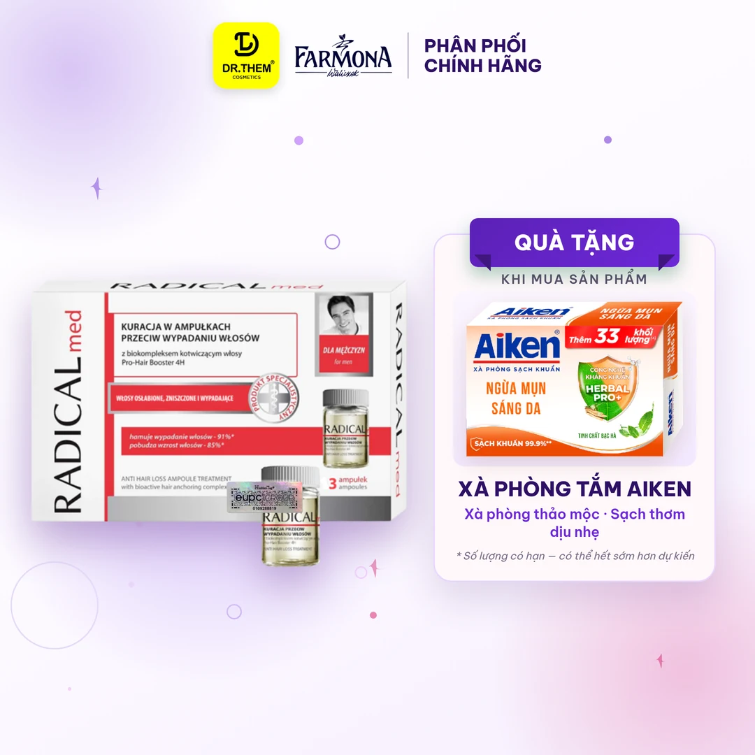 Tinh Chất Farmona Radical Med Anti Hair Loss Ampoule Treatment Hỗ Trợ Giảm Rụng Tóc Cho Nam 3x5ml