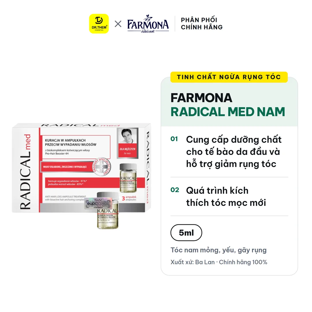 Tinh Chất Farmona Radical Med Anti Hair Loss Ampoule Treatment Hỗ Trợ Giảm Rụng Tóc Cho Nam 3x5ml – ảnh sản phẩm