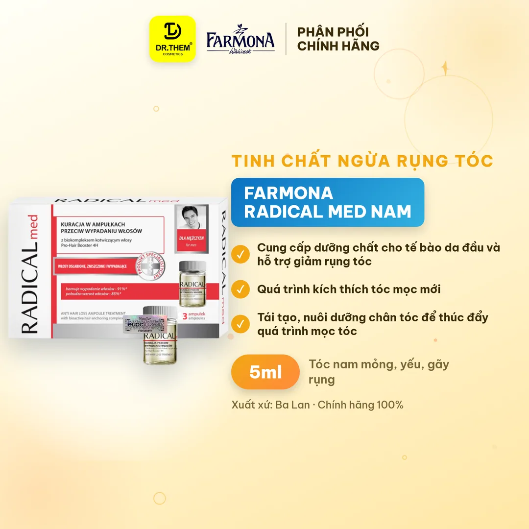 Tinh Chất Farmona Radical Med Anti Hair Loss Ampoule Treatment Hỗ Trợ Giảm Rụng Tóc Cho Nam 3x5ml