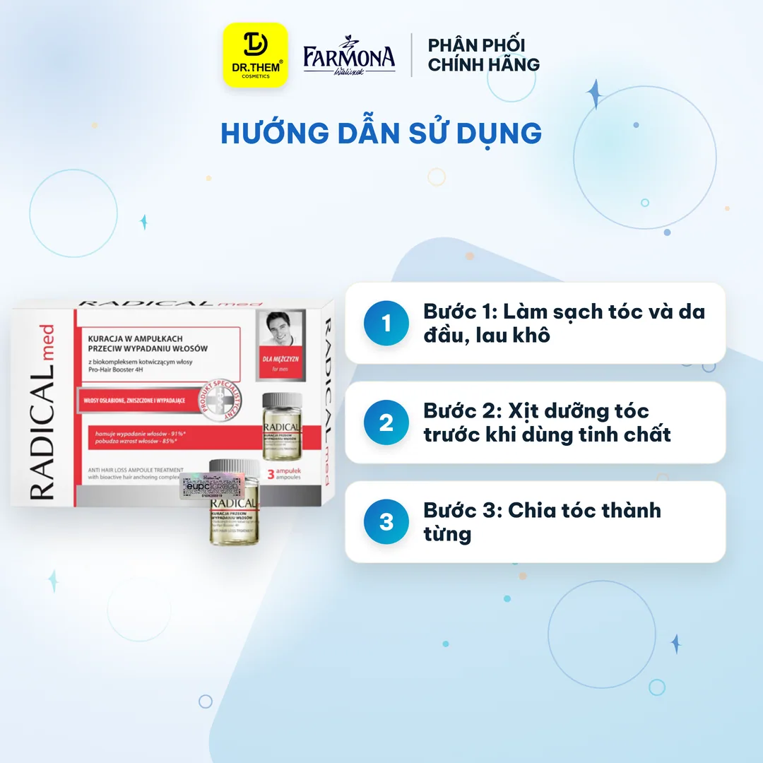 Tinh Chất Farmona Radical Med Anti Hair Loss Ampoule Treatment Hỗ Trợ Giảm Rụng Tóc Cho Nam 3x5ml 5