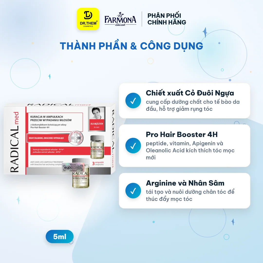 Tinh Chất Farmona Radical Med Anti Hair Loss Ampoule Treatment Hỗ Trợ Giảm Rụng Tóc Cho Nam 3x5ml 4
