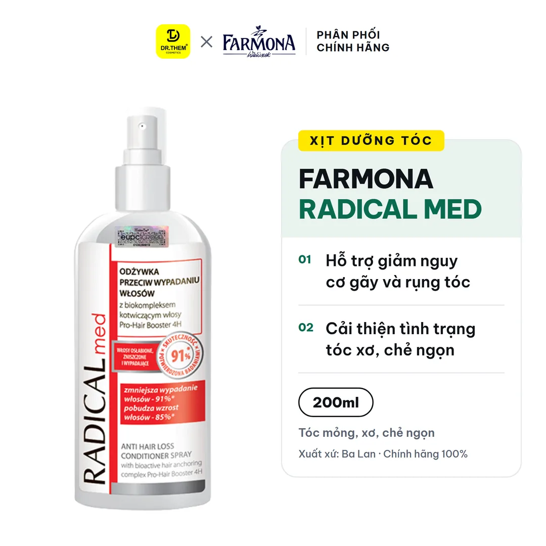 Xịt Dưỡng Tóc Farmona Radical Med Anti Hair Loss Conditioner Spray Hỗ Trợ Giảm Rụng Tóc Chắc Khỏe 200ml – ảnh sản phẩm