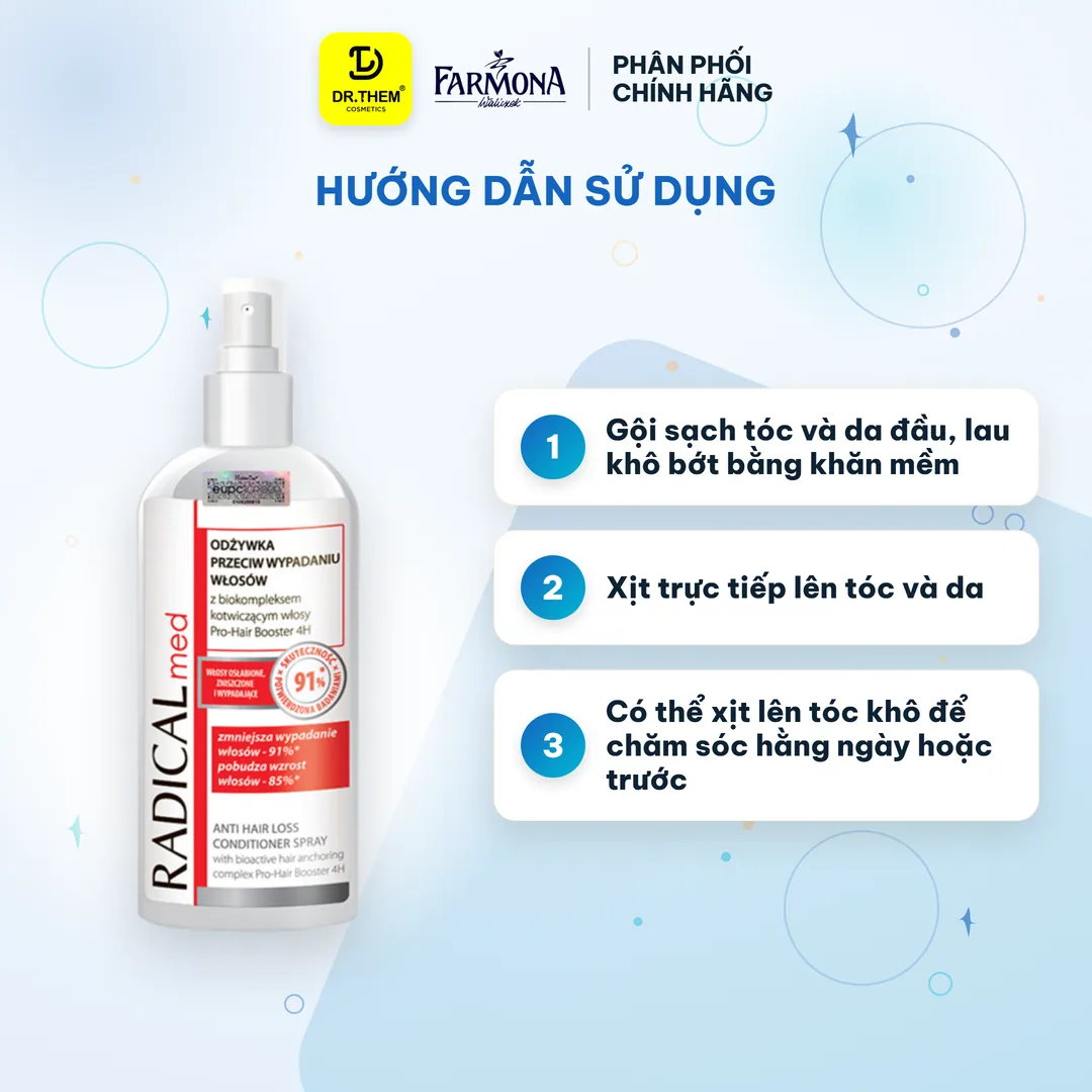 Xịt Dưỡng Tóc Farmona Radical Med Anti Hair Loss Conditioner Spray Hỗ Trợ Giảm Rụng Tóc Chắc Khỏe 200ml 5