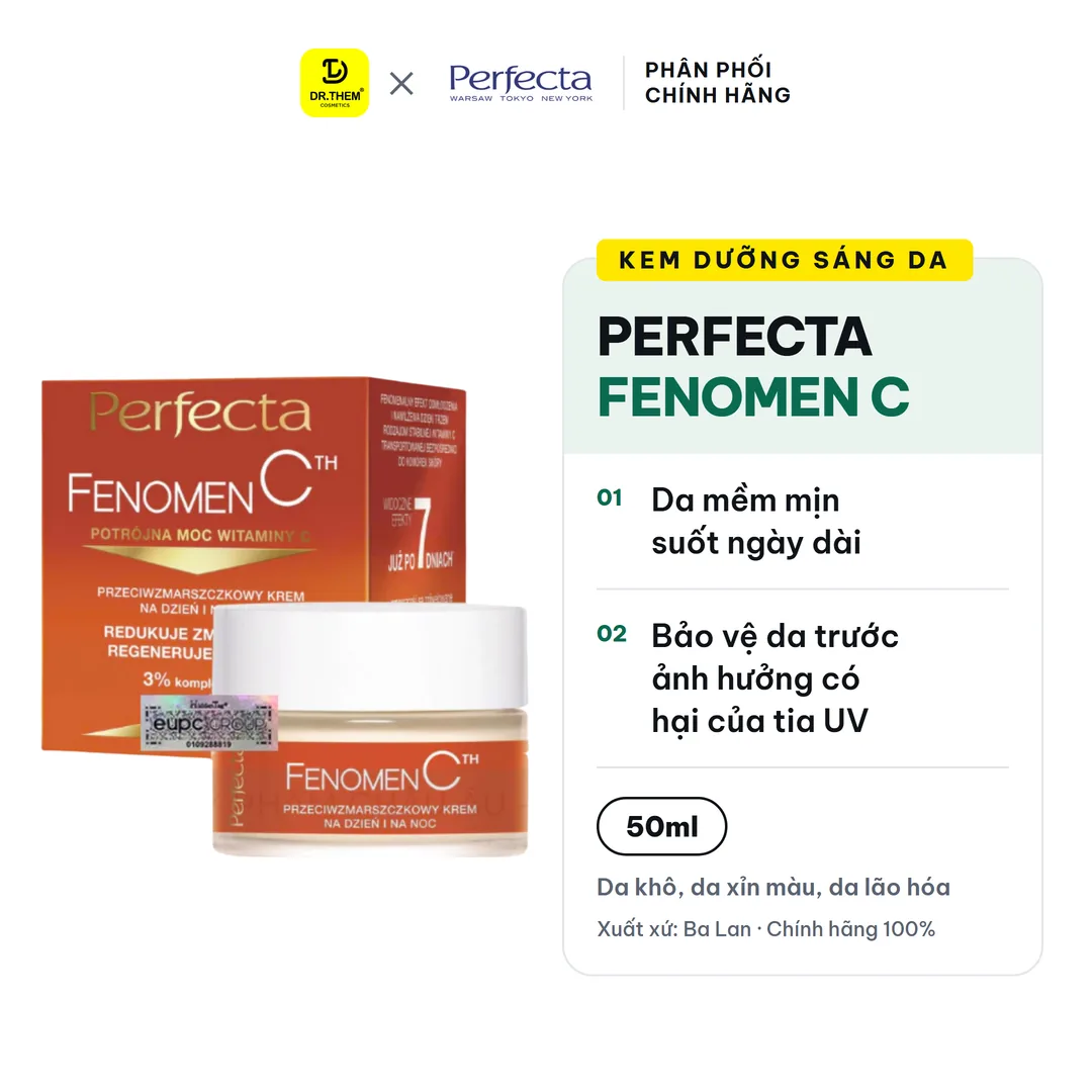 Kem Dưỡng Perfecta Fenomen C Glebokie Nawilzenie Sáng Da Dưỡng Ẩm Sâu Ngày Đêm Cho Da Khô Xỉn Màu 50ml – ảnh sản phẩm