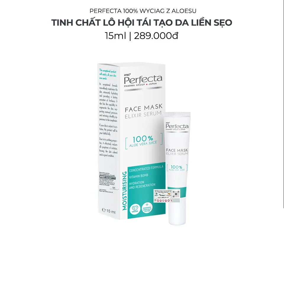 Tinh Chất Lô Hội Perfecta Face Mask Elixir Serum 100% Aloe Vera Juice Hỗ Trợ Làm Mờ Sẹo Dưỡng Ẩm 15ml 4