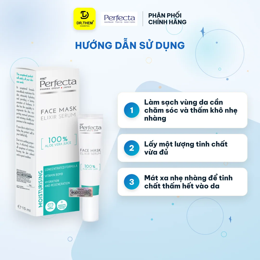 Tinh Chất Lô Hội Perfecta Face Mask Elixir Serum 100% Aloe Vera Juice Hỗ Trợ Làm Mờ Sẹo Dưỡng Ẩm 15ml 3