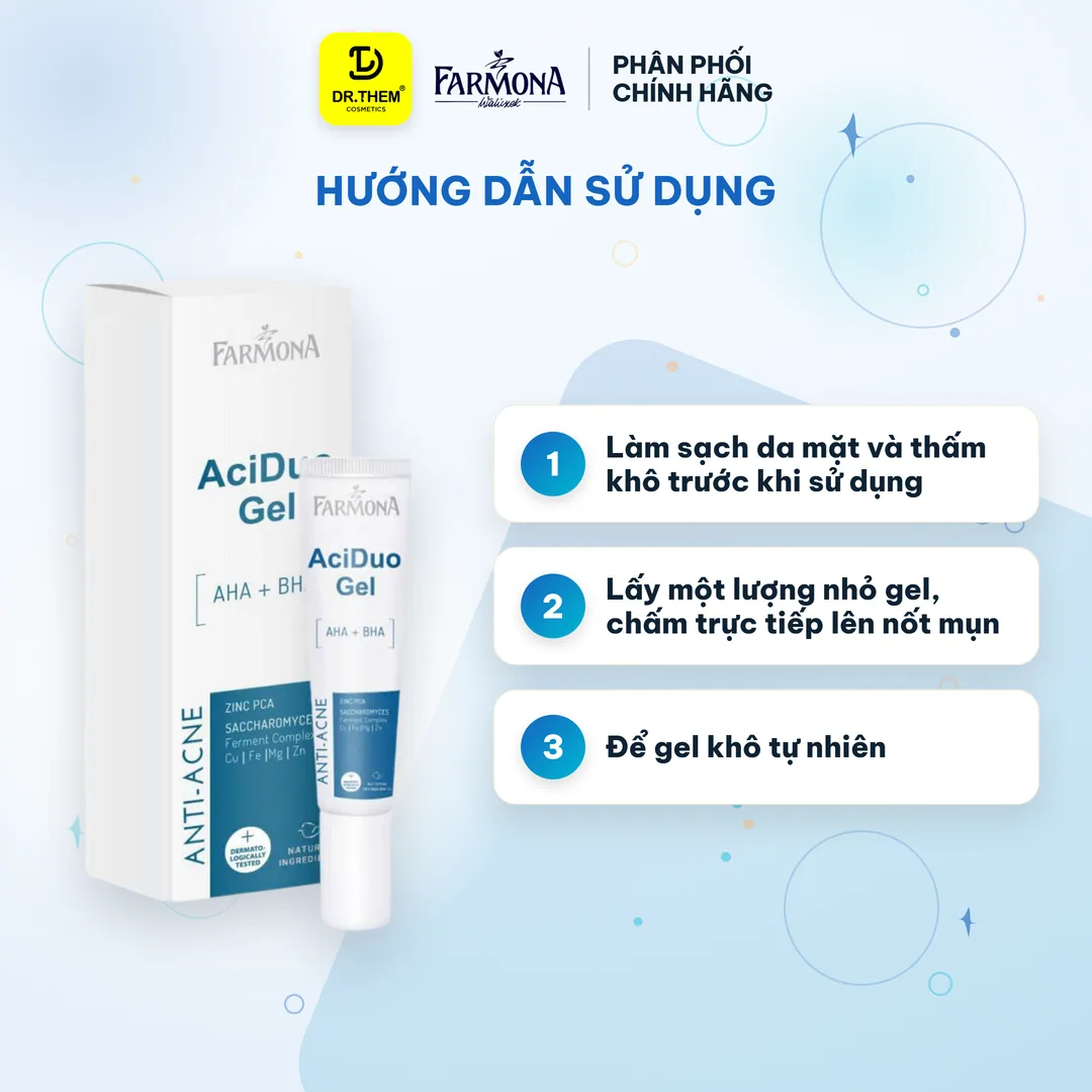 Gel Chấm Mụn Farmona AciDuo AHA BHA Zinc Hỗ Trợ Giảm Mụn Trứng Cá Làm Sạch Lỗ Chân Lông Cho Da Dầu 15ml 4