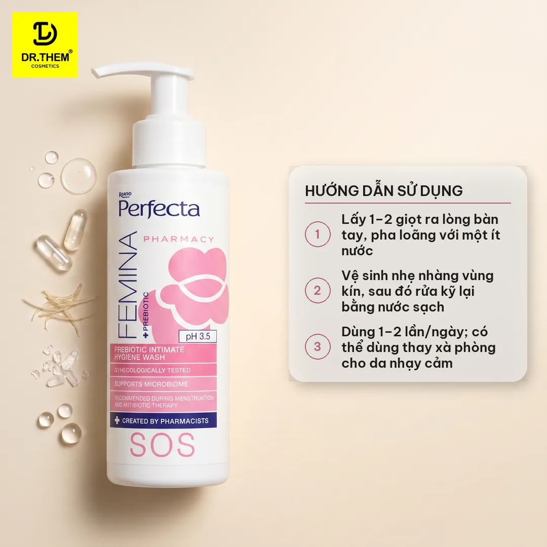 Dung Dịch Vệ Sinh Phụ Nữ Perfecta Femina SOS Probiotic Làm Sạch Dịu Nhẹ Hỗ Trợ Giảm Kích Ứng Mẩn Đỏ 150ml 3