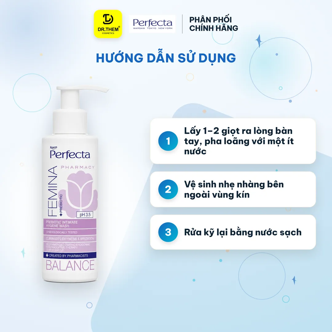 Dung Dịch Vệ Sinh Phụ Nữ Perfecta Femina Balance Probiotic Dịu Nhẹ Dưỡng Ẩm Cân Bằng pH Cho Da Nhạy Cảm 150ml 3