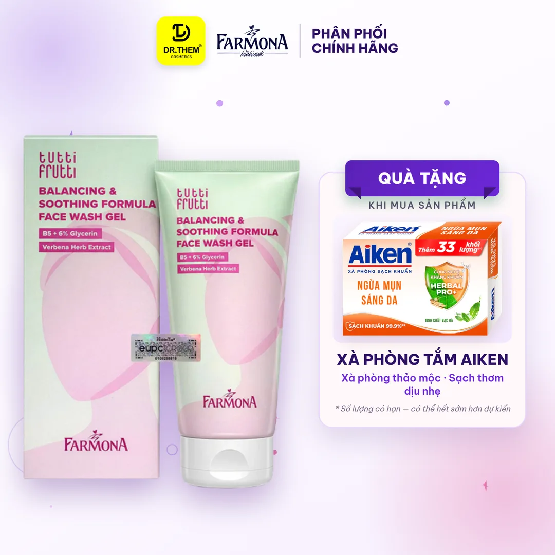 Gel Rửa Mặt Farmona Tutti Frutti Balancing & Soothing Formula Face Wash Gel Làm Sạch Dịu Nhẹ Giảm Bóng Nhờn Cho Da Dầu Mụn 150ml