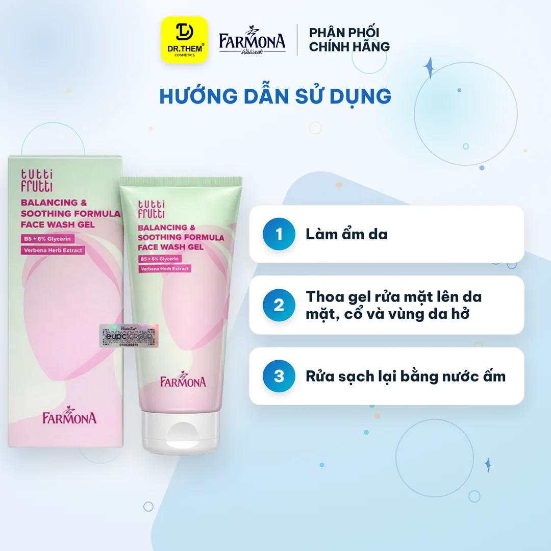 Gel Rửa Mặt Farmona Tutti Frutti Balancing & Soothing Formula Face Wash Gel Làm Sạch Dịu Nhẹ Giảm Bóng Nhờn Cho Da Dầu Mụn 150ml 3