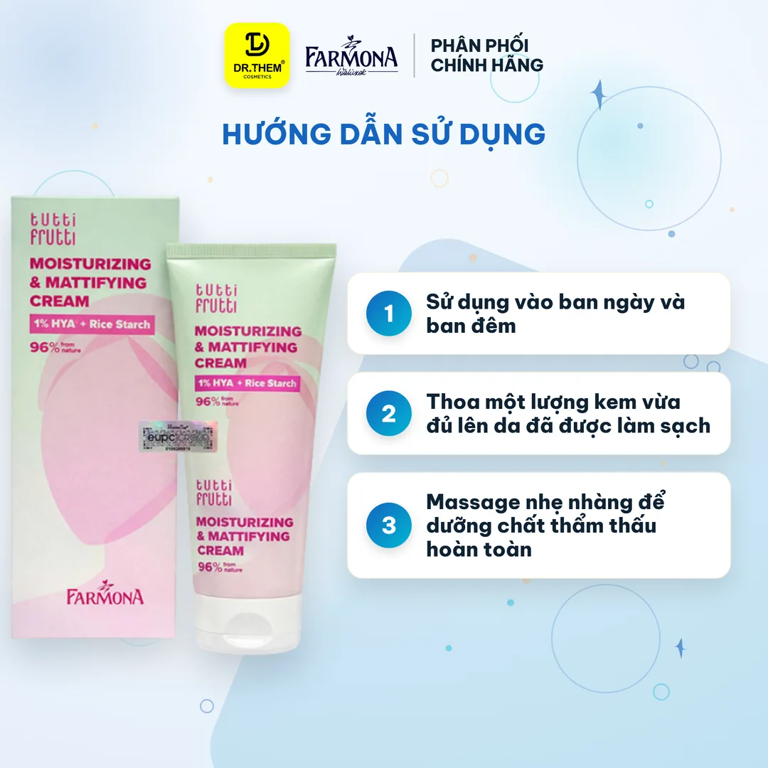 Kem Dưỡng Ẩm Farmona Tutti Frutti Moisturizing & Mattifying Cream Cấp Ẩm Cân Bằng Giảm Bóng Nhờn Cho Da Dầu Da Mụn 50ml 3