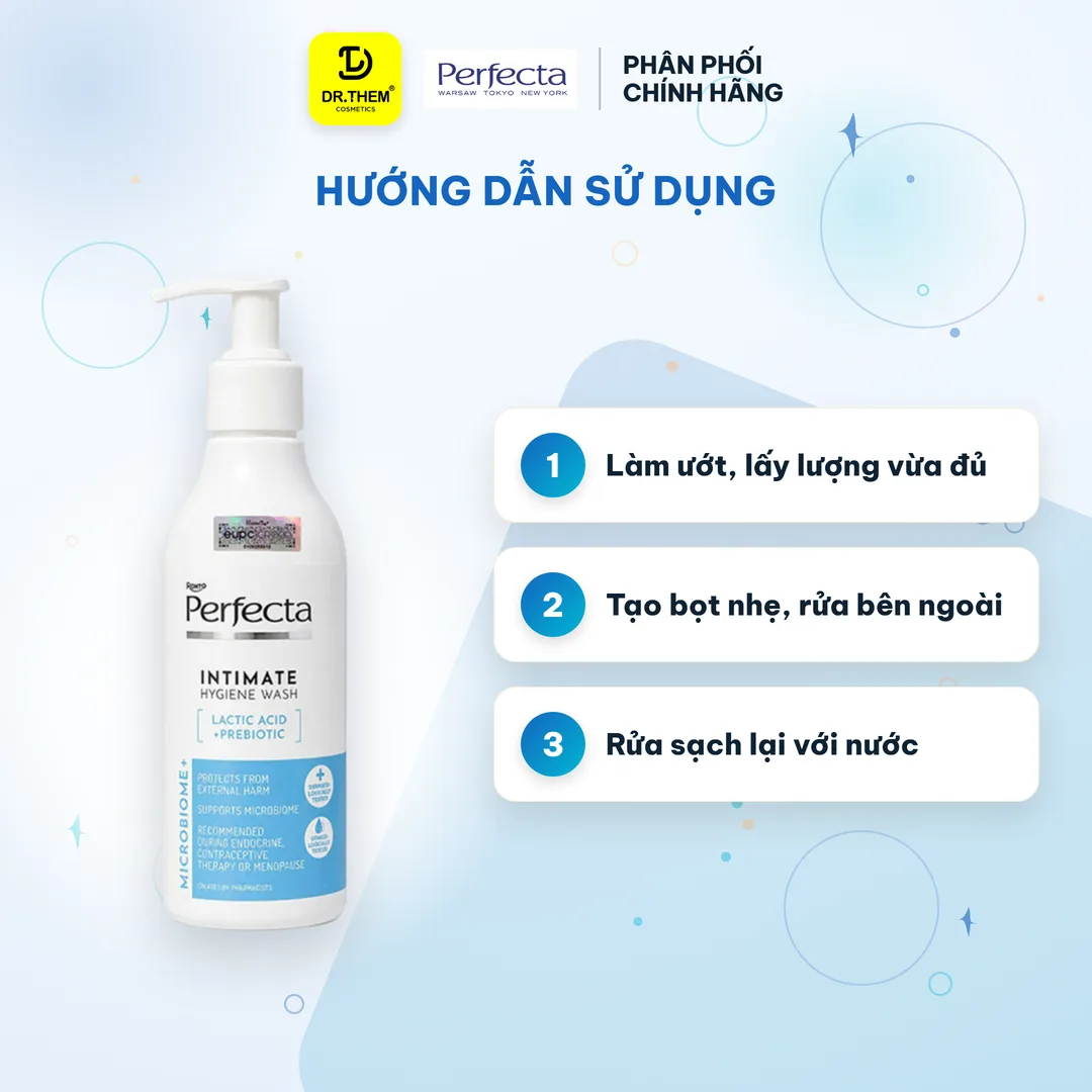 Dung Dịch Vệ Sinh Phụ Nữ Perfecta Intimate Hygiene Wash Microbiome+ Prebiotics Cân Bằng pH Dịu Nhẹ 200ml 4