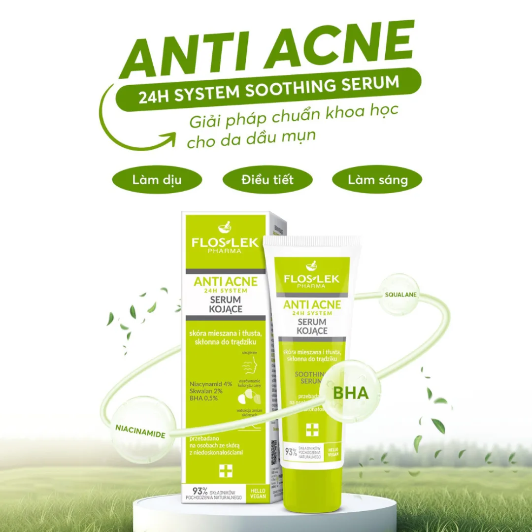 Serum Floslek Anti Acne 24H System Soothing Làm Dịu Hỗ Trợ Giảm Mụn Kiềm Dầu Se Khít Lỗ Chân Lông 50ml 3