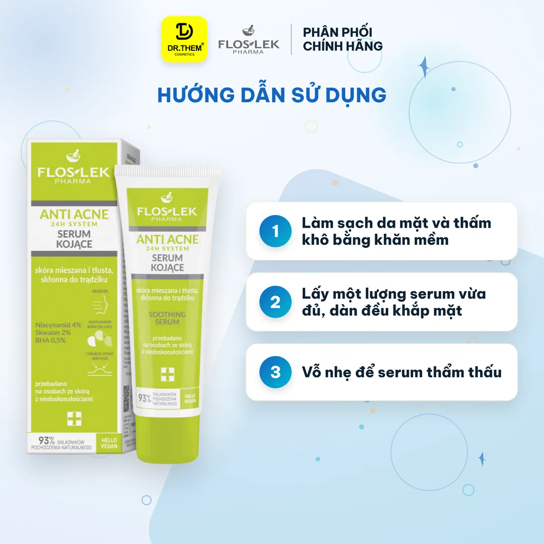 Serum Floslek Anti Acne 24H System Soothing Làm Dịu Hỗ Trợ Giảm Mụn Kiềm Dầu Se Khít Lỗ Chân Lông 50ml 8