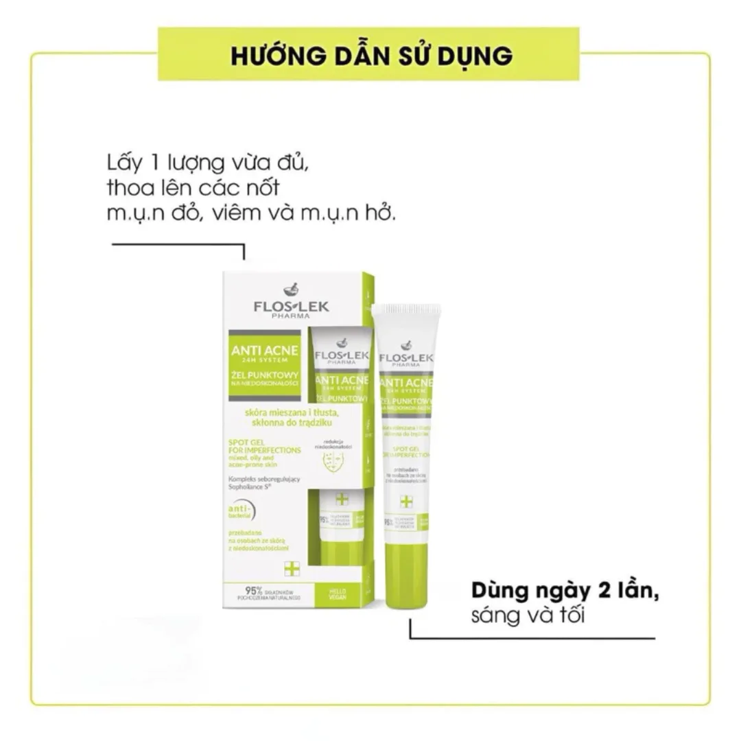 Gel Chấm Mụn Floslek Anti Acne Hỗ Trợ Giảm Mụn Sưng Se Cồi Mụn Làm Mờ Thâm Cho Da Dầu Mụn 20ml 5