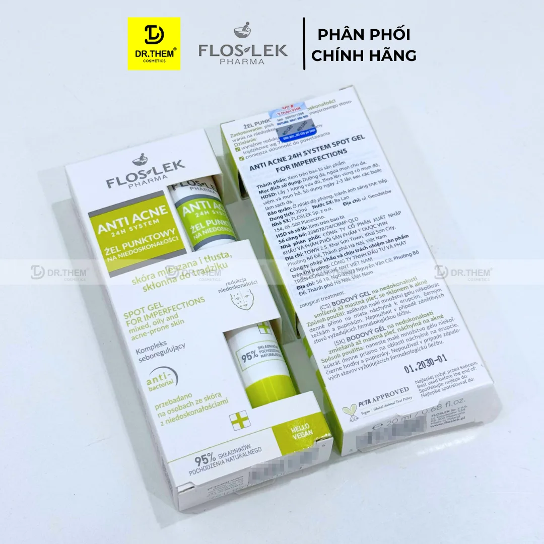 Gel Chấm Mụn Floslek Anti Acne Hỗ Trợ Giảm Mụn Sưng Se Cồi Mụn Làm Mờ Thâm Cho Da Dầu Mụn 20ml 7
