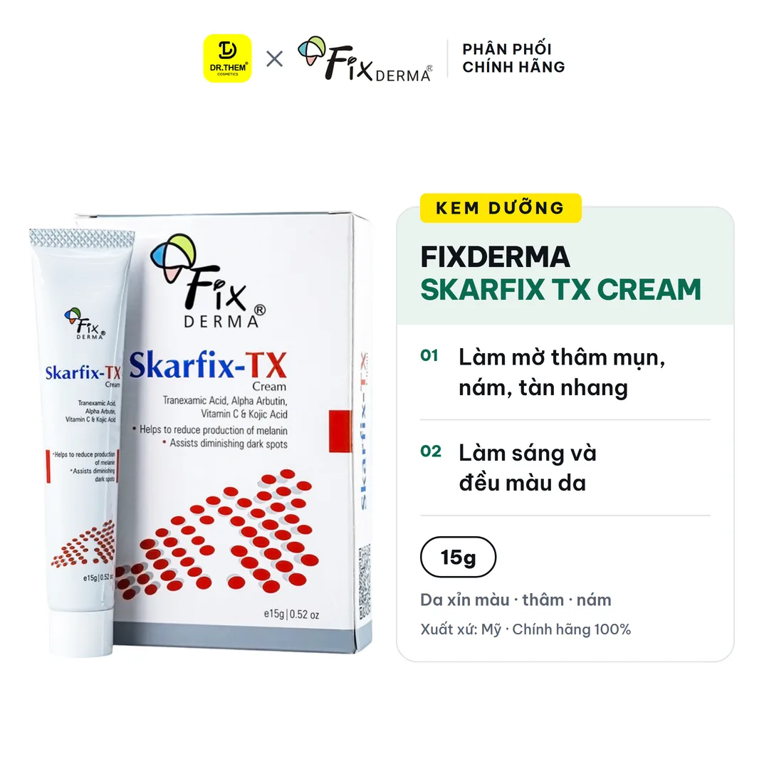 Kem Dưỡng Fixderma Skarfix Tx Cream Hỗ Trợ Làm Mờ Thâm Nám Tàn Nhang Đốm Nâu Dưỡng Sáng Da 15g