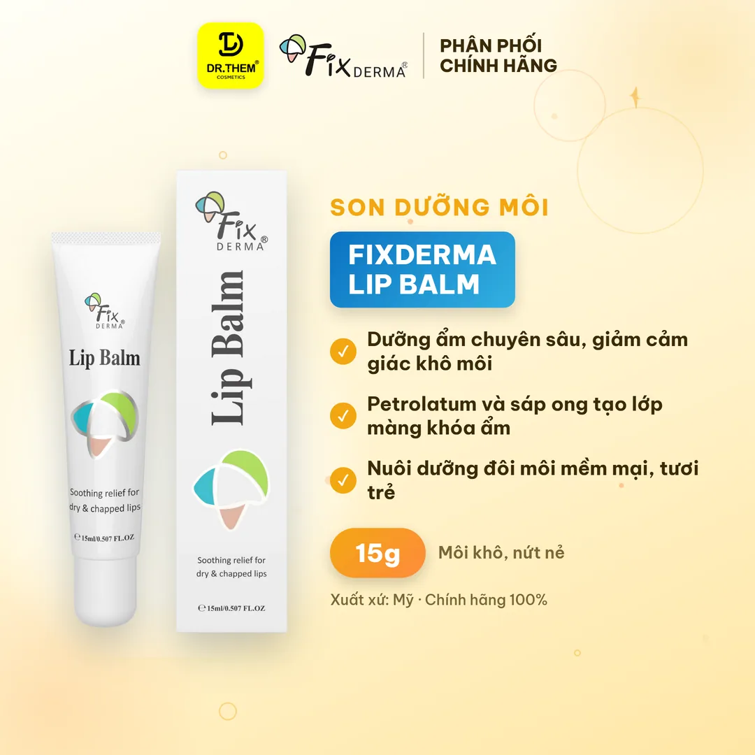 Son Dưỡng Môi Fixderma Lip Balm Dưỡng Ẩm Chuyên Sâu Giúp Giảm Khô Nứt Nẻ Cho Đôi Môi Mềm Mại 15g