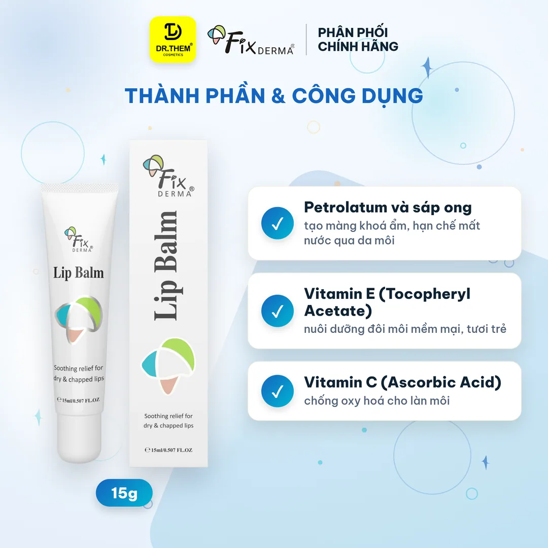 Son Dưỡng Môi Fixderma Lip Balm Dưỡng Ẩm Chuyên Sâu Giúp Giảm Khô Nứt Nẻ Cho Đôi Môi Mềm Mại 15g 7