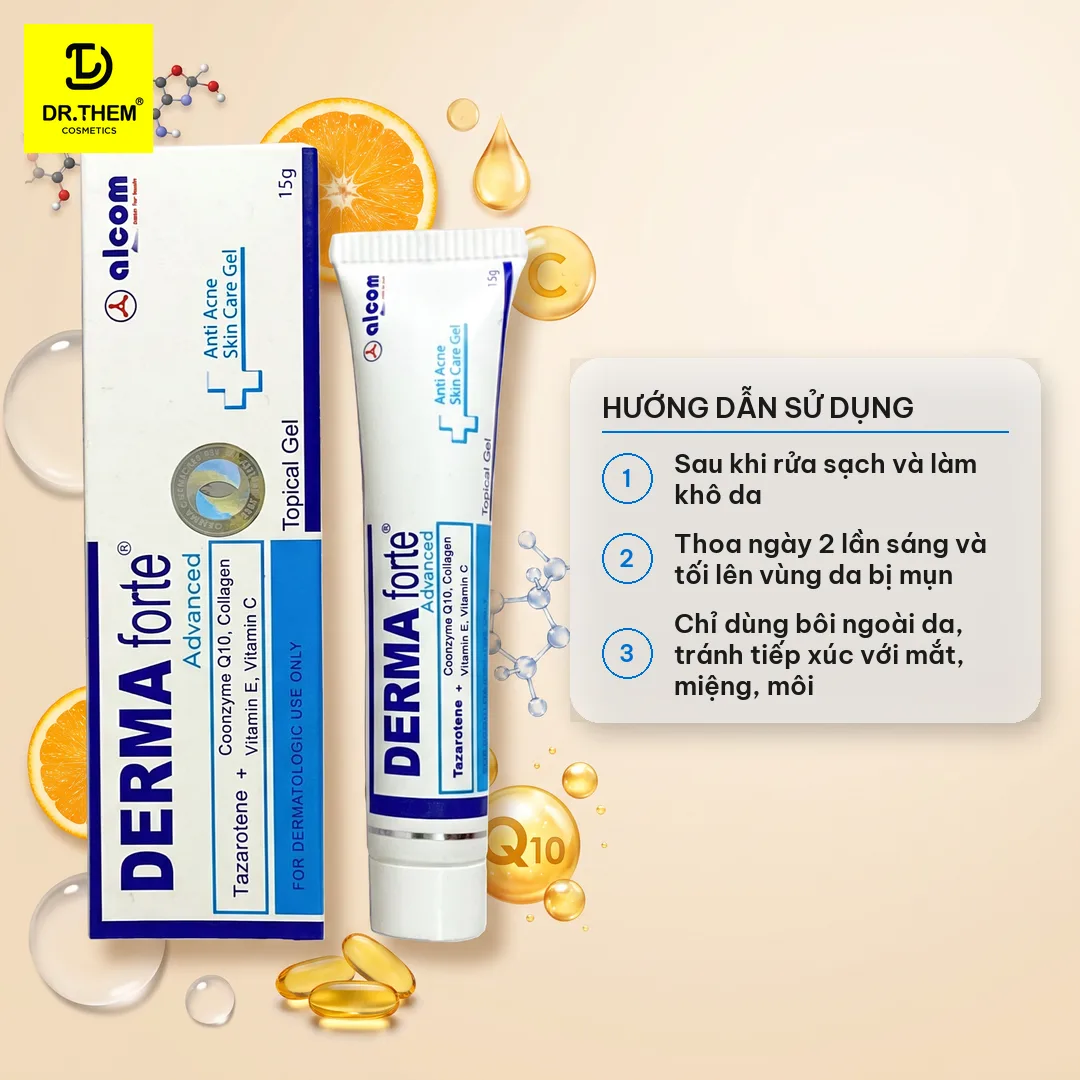 Gel Giảm Mụn Alcom Derma Forte Bản Thường Azelaic Acid Và Bản Advanced Tazarotene Hỗ Trợ Giảm Mụn Mờ Thâm 15g 5