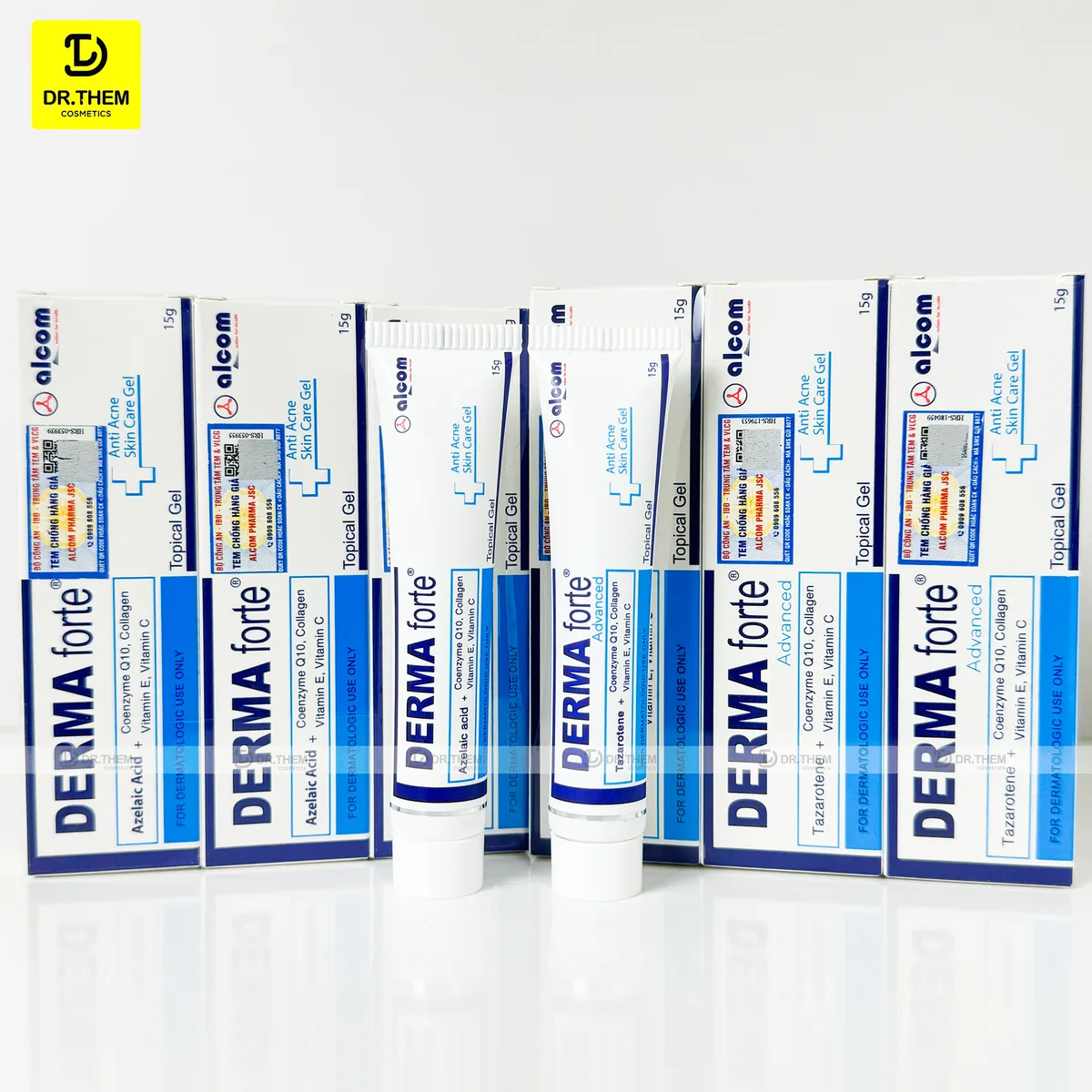 Gel Giảm Mụn Alcom Derma Forte Bản Thường Azelaic Acid Và Bản Advanced Tazarotene Hỗ Trợ Giảm Mụn Mờ Thâm 15g 6