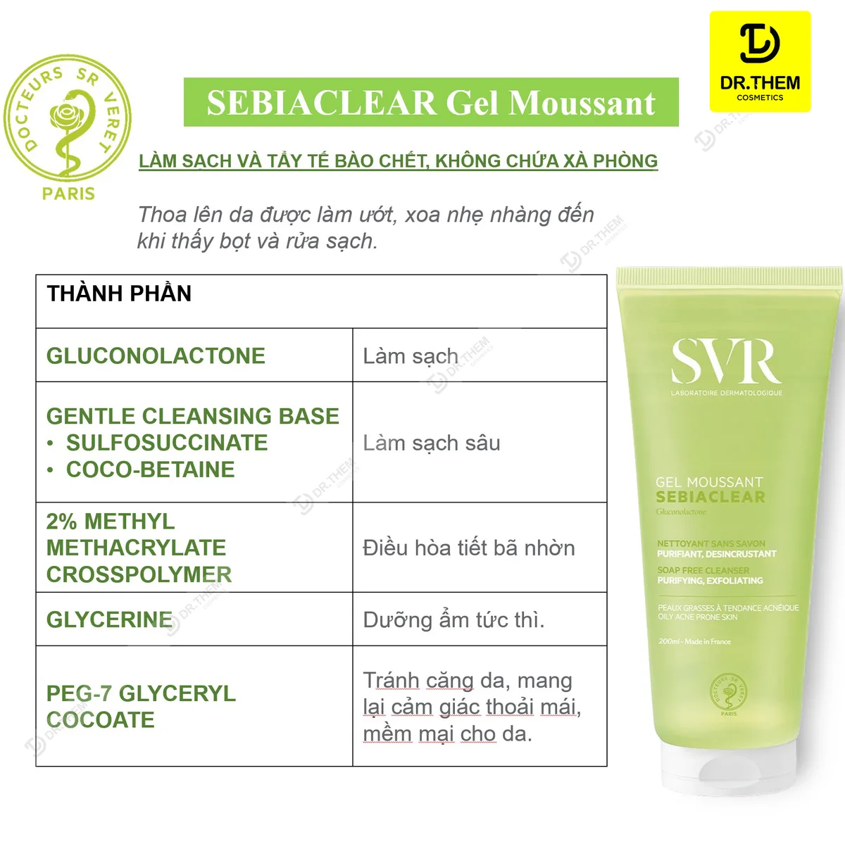 Gel Rửa Mặt SVR Sebiaclear Gel Moussant Không Xà Phòng Hỗ Trợ Giảm Mụn Kiềm Dầu Cho Da Dầu 55ml 200ml 400ml 3