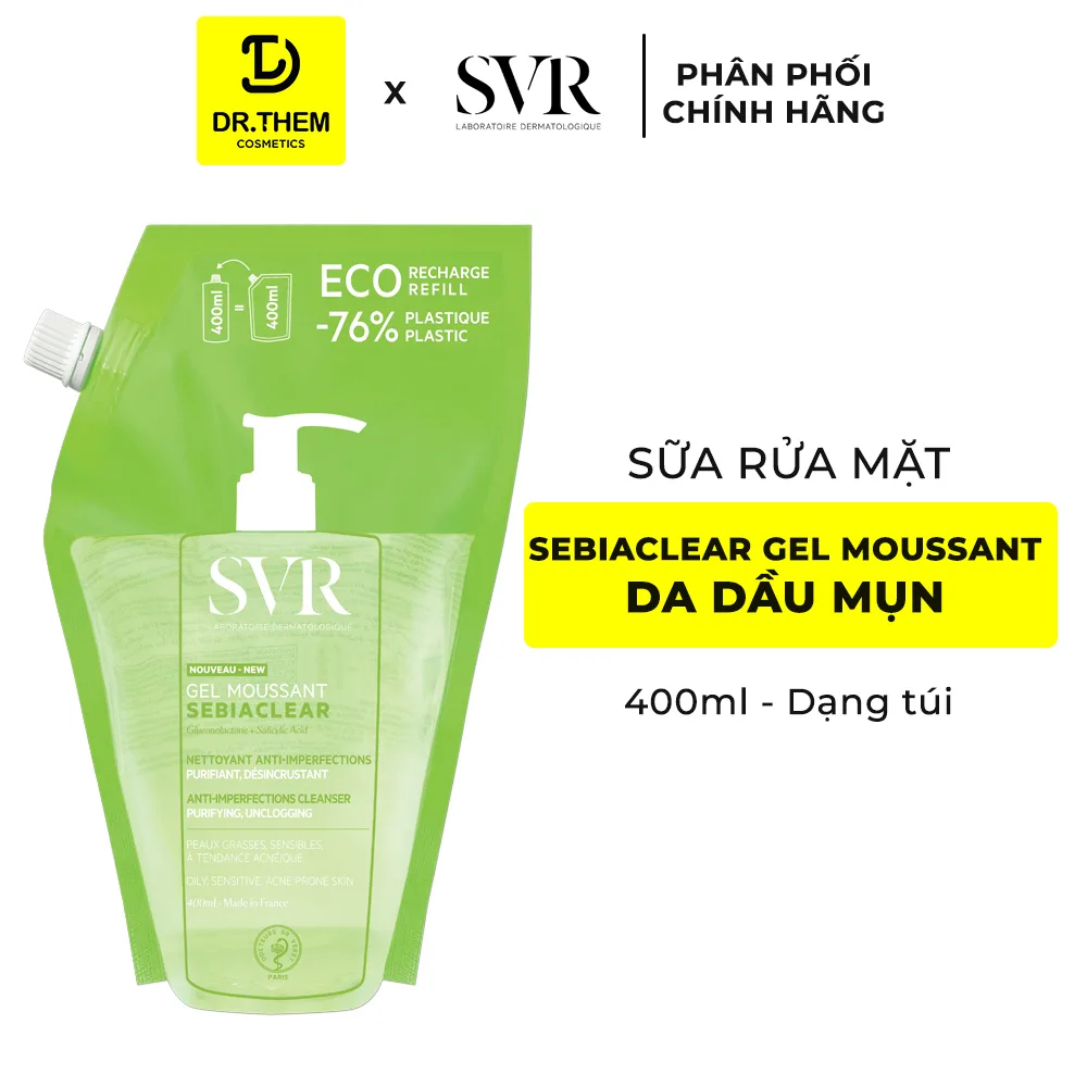 Gel Rửa Mặt SVR Sebiaclear Gel Moussant Không Xà Phòng Hỗ Trợ Giảm Mụn Kiềm Dầu Cho Da Dầu 55ml 200ml 400ml 8