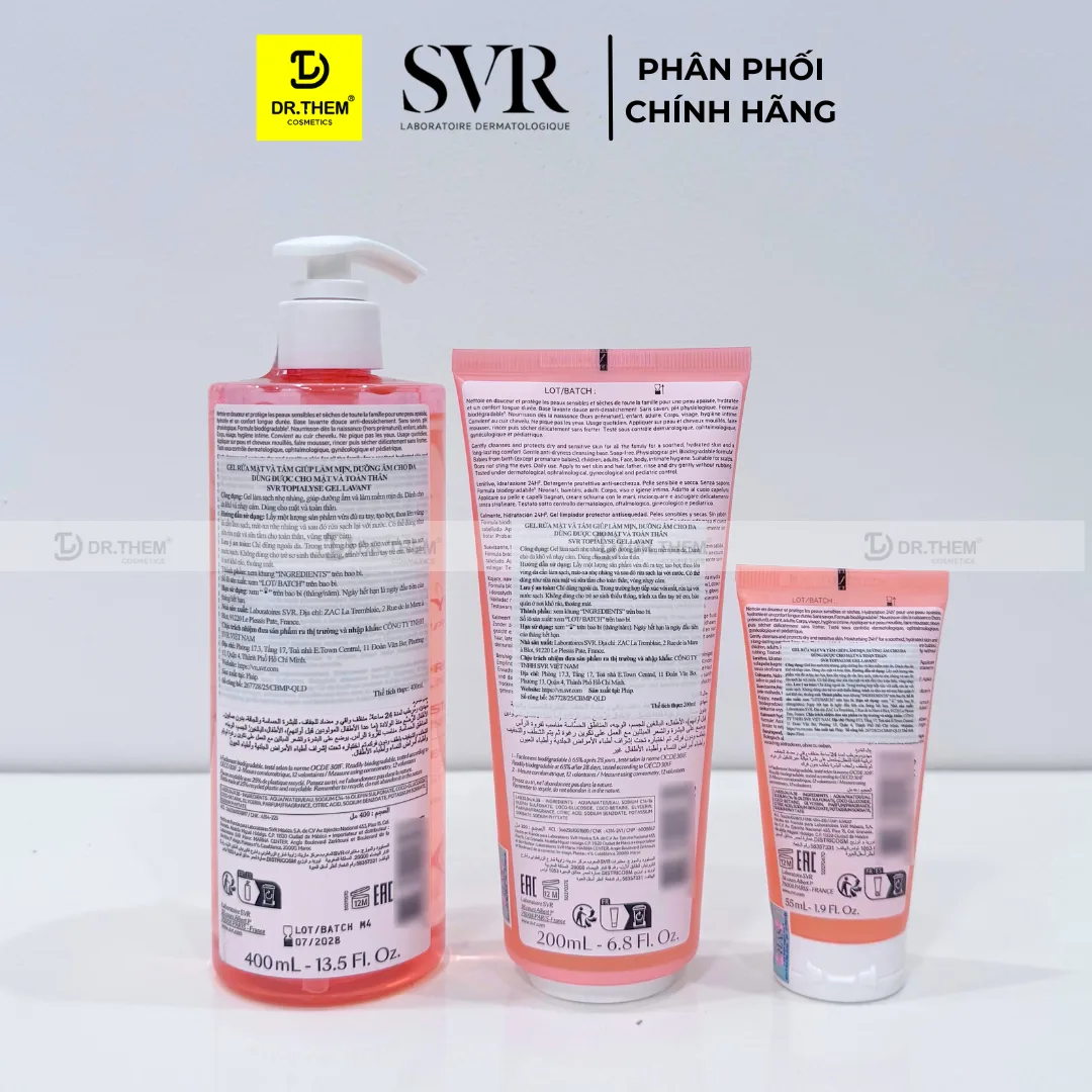 Gel Rửa Mặt SVR Topialyse Gel Lavant Không Xà Phòng Làm Sạch Dịu Nhẹ Cho Da Khô Nhạy Cảm 55ml 200ml 400ml 4