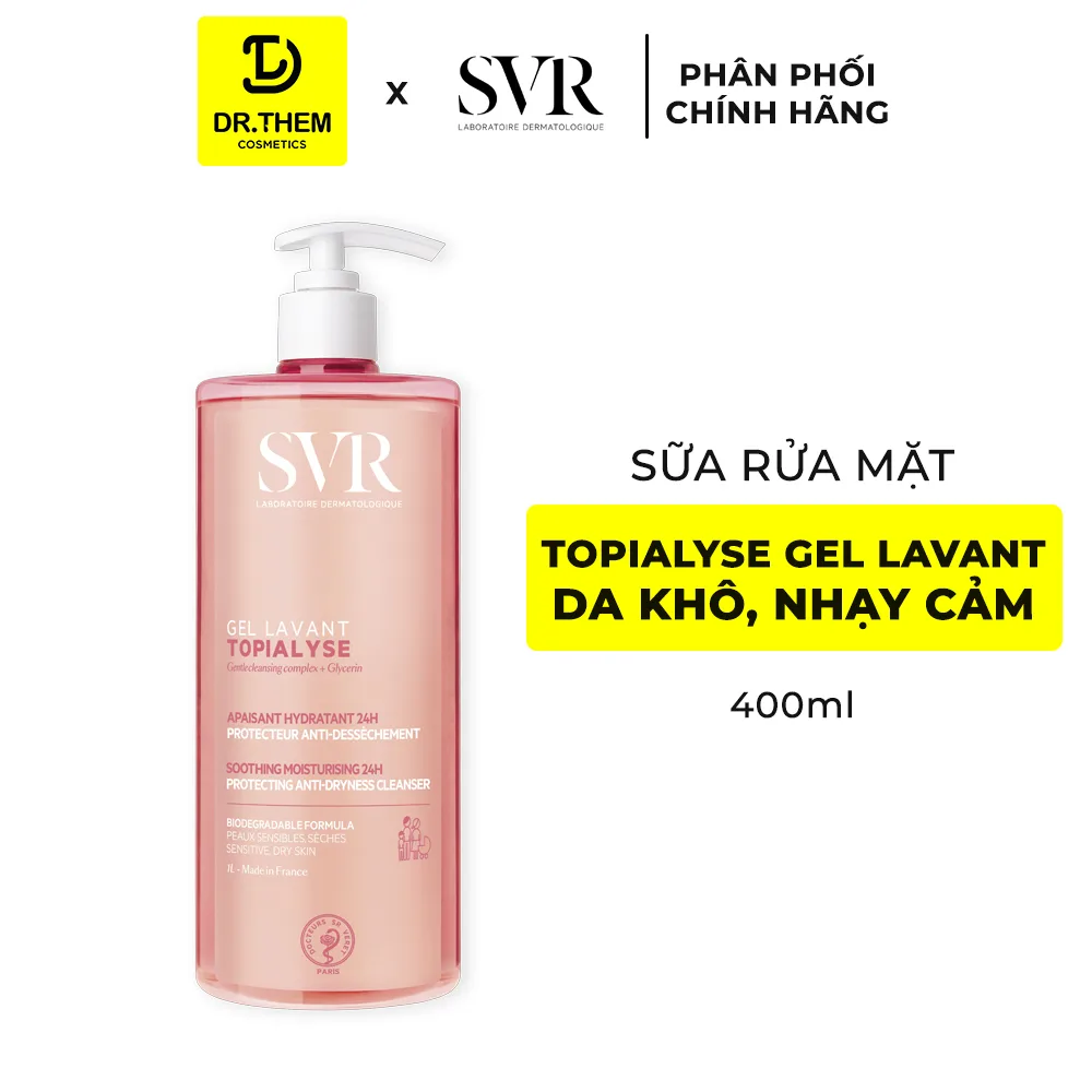 Gel Rửa Mặt SVR Topialyse Gel Lavant Không Xà Phòng Làm Sạch Dịu Nhẹ Cho Da Khô Nhạy Cảm 55ml 200ml 400ml 7