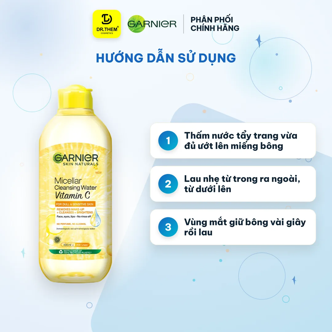Nước Tẩy Trang Garnier Micellar Cleansing Water Vitamin C Làm Sáng Da 400ml 3