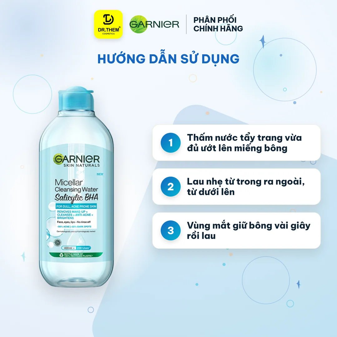 Nước Tẩy Trang Garnier Micellar Cleansing Water For Oily & Acne-Prone Skin Dành Cho Da Dầu Và Mụn 400ml 3