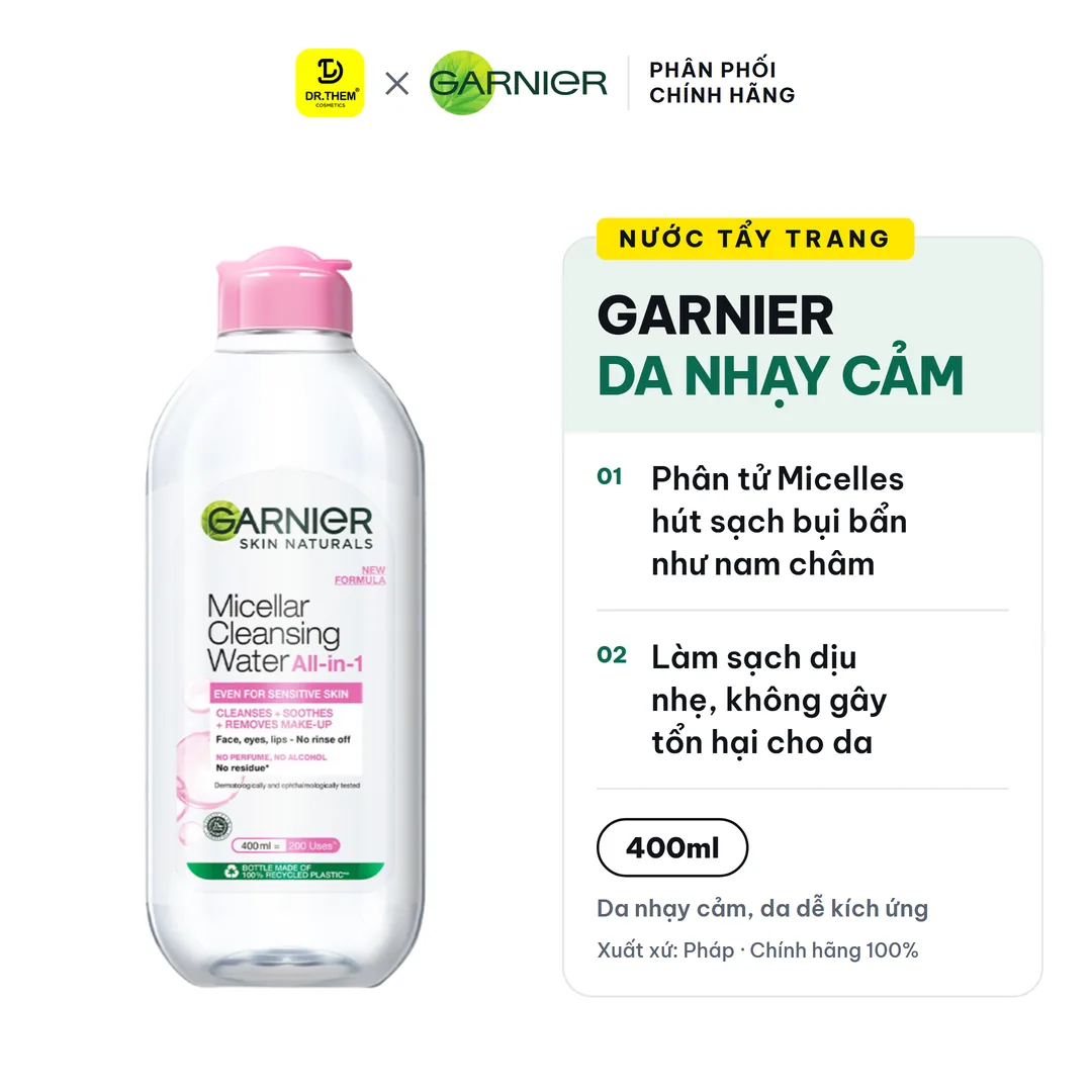 Nước Tẩy Trang Garnier Micellar Cleansing Water For Sensitive Skin Dành Cho Da Nhạy Cảm 400ml