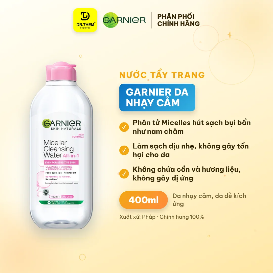 Nước Tẩy Trang Garnier Micellar Cleansing Water For Sensitive Skin Dành Cho Da Nhạy Cảm 400ml
