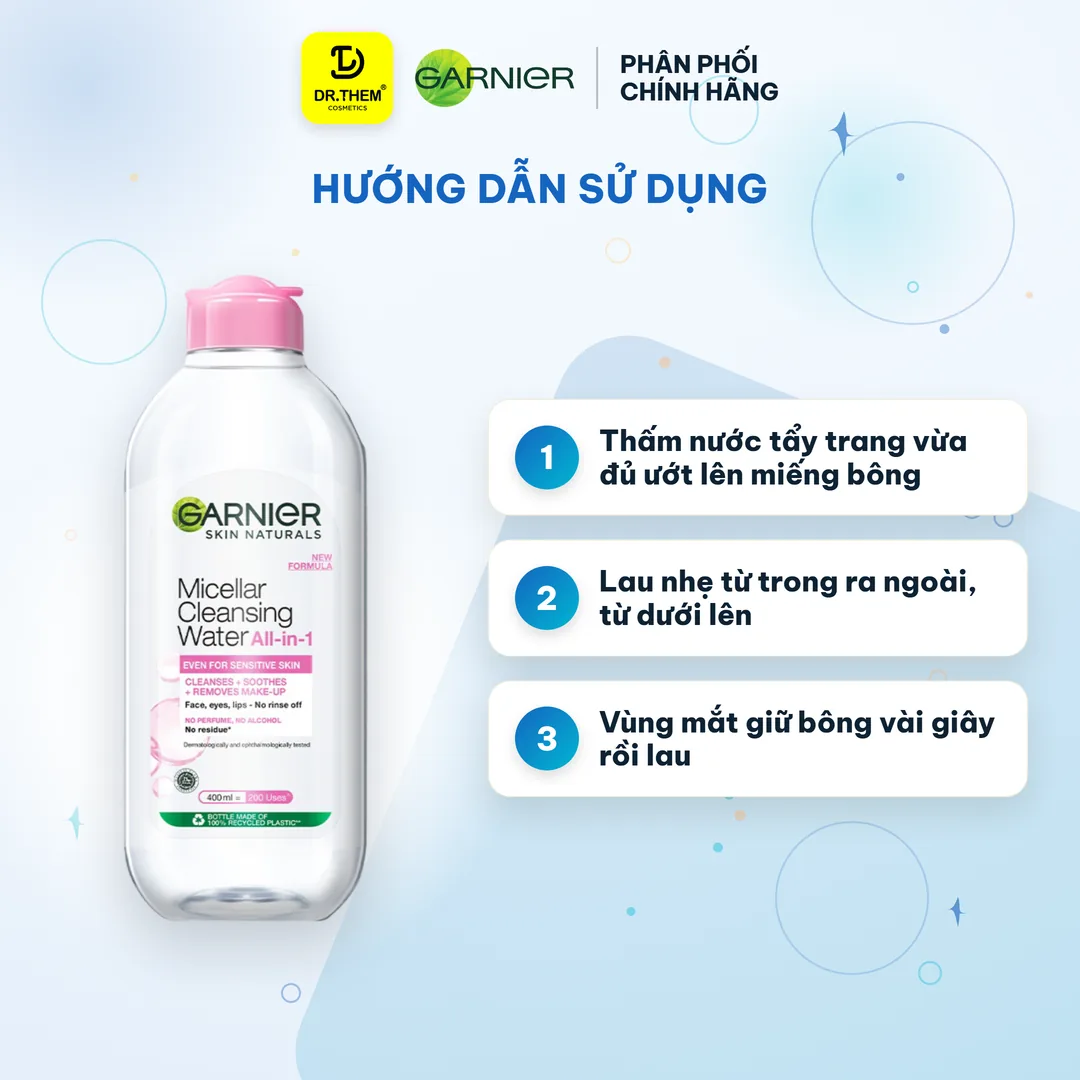 Nước Tẩy Trang Garnier Micellar Cleansing Water For Sensitive Skin Dành Cho Da Nhạy Cảm 400ml 3