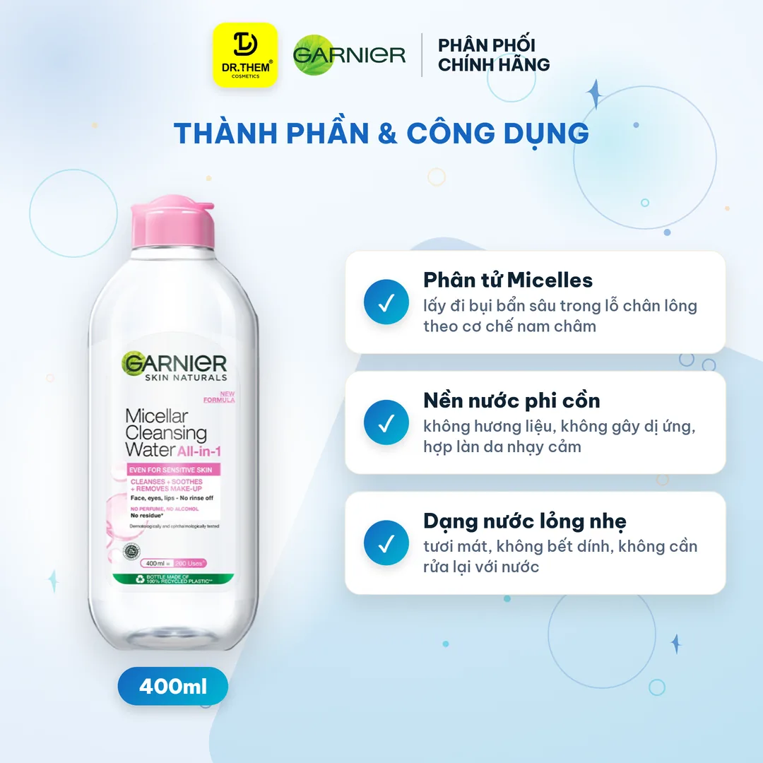 Nước Tẩy Trang Garnier Micellar Cleansing Water For Sensitive Skin Dành Cho Da Nhạy Cảm 400ml 2