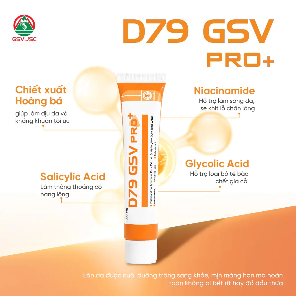 Gel Bôi Hỗ Trợ Giảm Mụn D79 GSV Pro+ Mờ Thâm Mụn Kiểm Soát Dầu Dưỡng Ẩm Với AHA BHA Niacinamide 15g 3