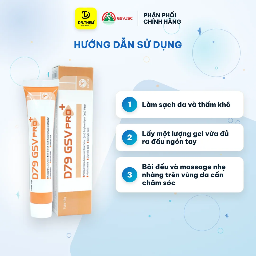 Gel Bôi Hỗ Trợ Giảm Mụn D79 GSV Pro+ Mờ Thâm Mụn Kiểm Soát Dầu Dưỡng Ẩm Với AHA BHA Niacinamide 15g 6