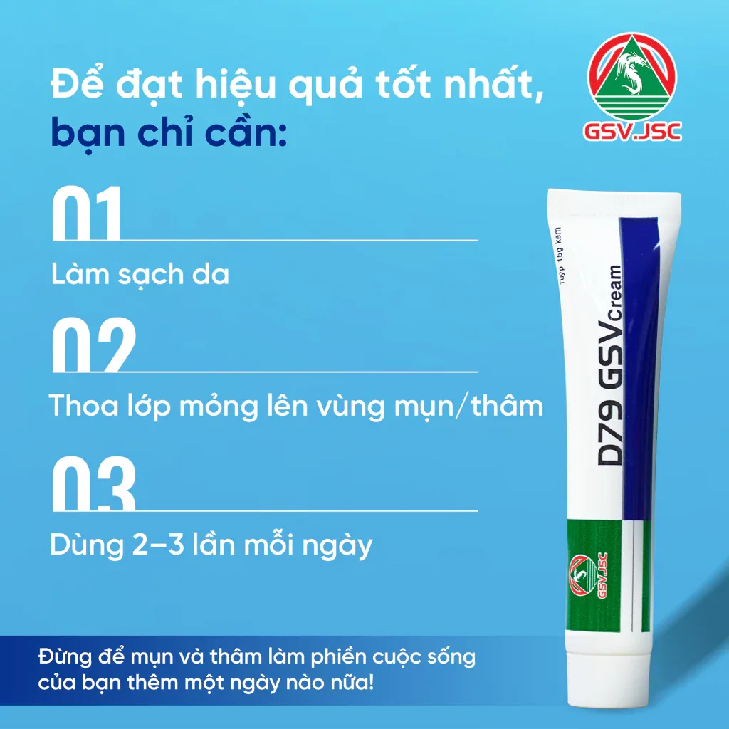 Kem Dưỡng D79 GSV Cream Hỗ Trợ Ngăn Ngừa Mụn Mờ Thâm Kiểm Soát Dầu Nhờn Cho Mặt Ngực Lưng 15g 6