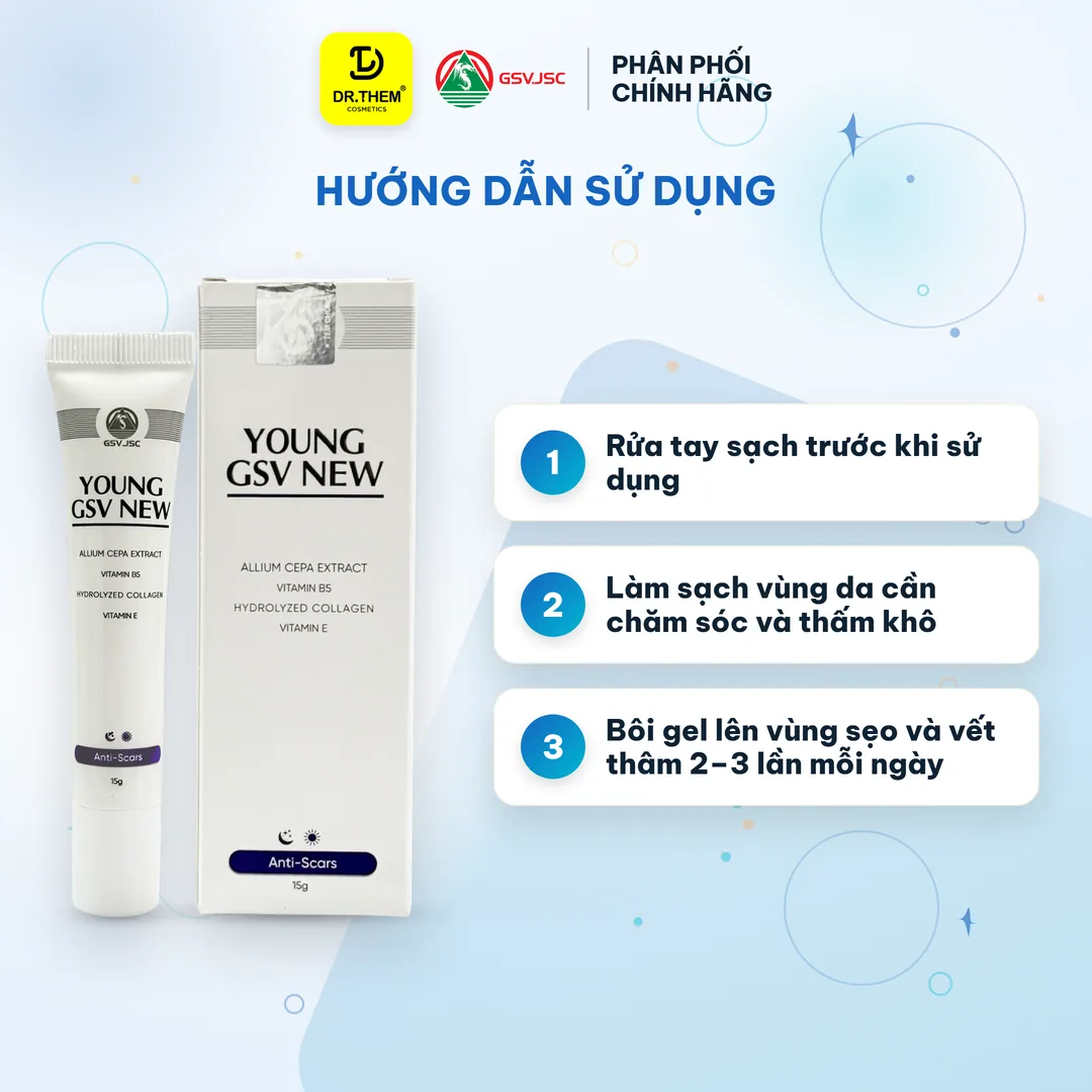 Gel Làm Mờ Sẹo Young GSV New Hỗ Trợ Giảm Thâm Mụn Sạm Nám Tái Tạo Da Với Allium Cepa Và Collagen 15g 9