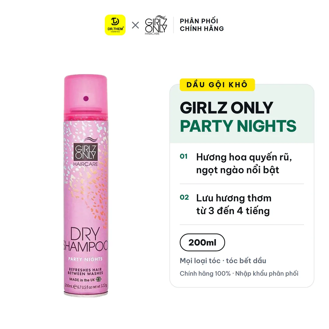 Dầu Gội Khô Girlz Only Dry Shampoo Party Nights Hương Hoa Quyến Rũ 200ml
