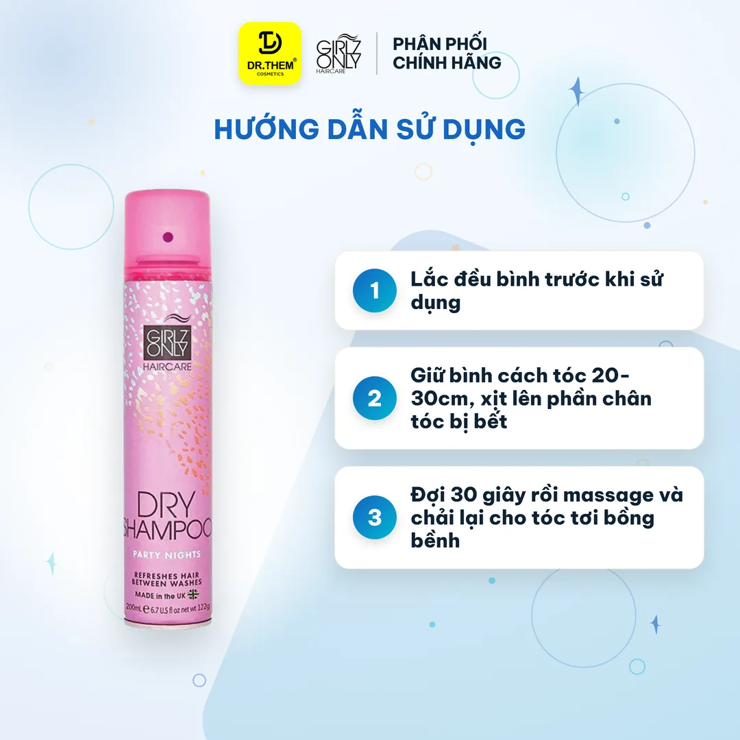 Dầu Gội Khô Girlz Only Dry Shampoo Party Nights Hương Hoa Quyến Rũ 200ml 3