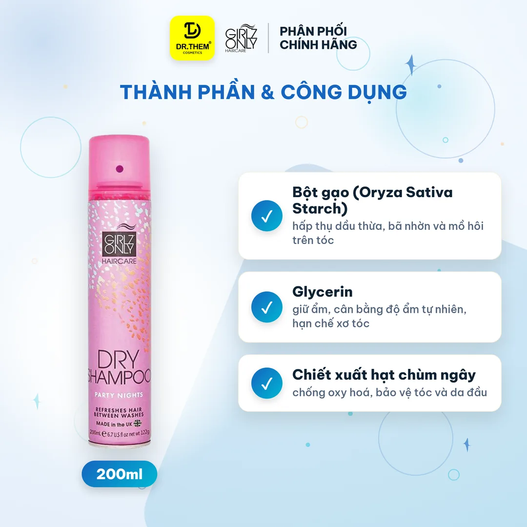 Dầu Gội Khô Girlz Only Dry Shampoo Party Nights Hương Hoa Quyến Rũ 200ml 2