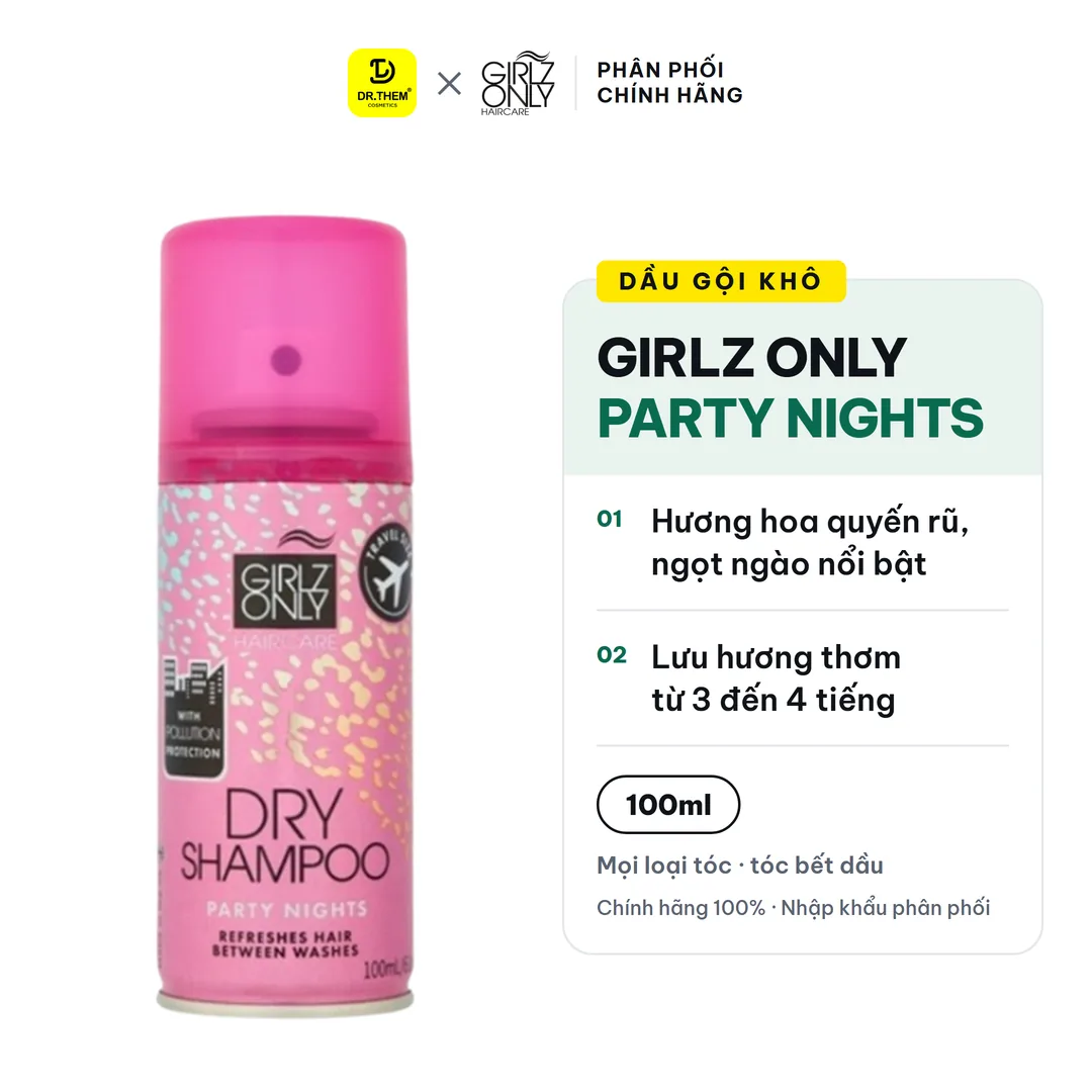 Dầu Gội Khô Girlz Only Dry Shampoo Party Nights Hương Hoa Quyến Rũ 100ml