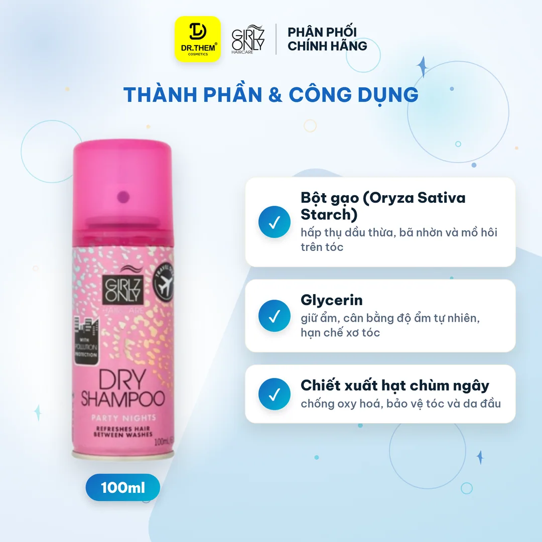 Dầu Gội Khô Girlz Only Dry Shampoo Party Nights Hương Hoa Quyến Rũ 100ml 2