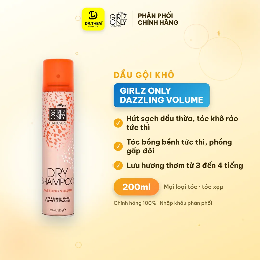 Dầu Gội Khô Girlz Only Dry Shampoo Dazzling Volume Tóc Bồng Bềnh Tức Thì 100ml