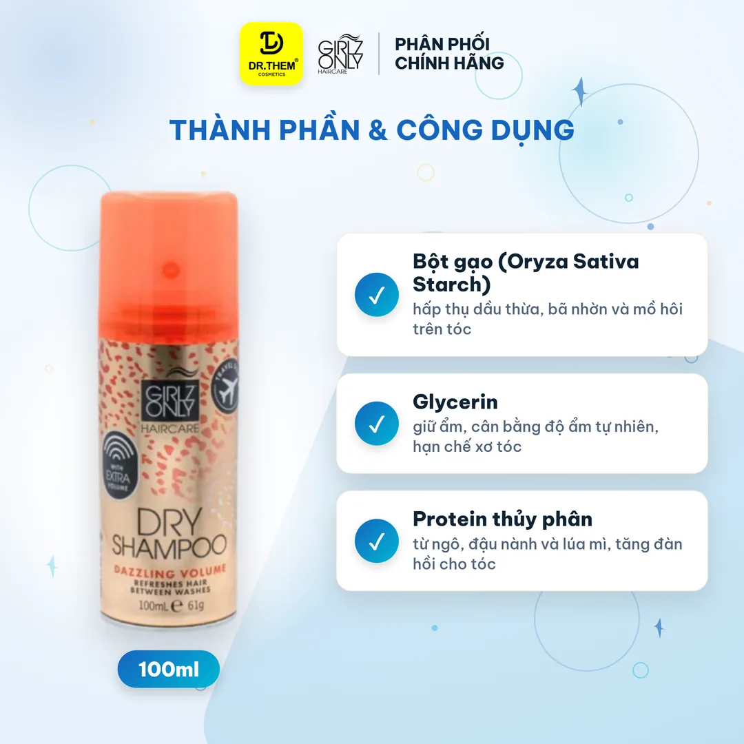Dầu Gội Khô Girlz Only Dry Shampoo Dazzling Volume Tóc Bồng Bềnh Tức Thì 200ml 2